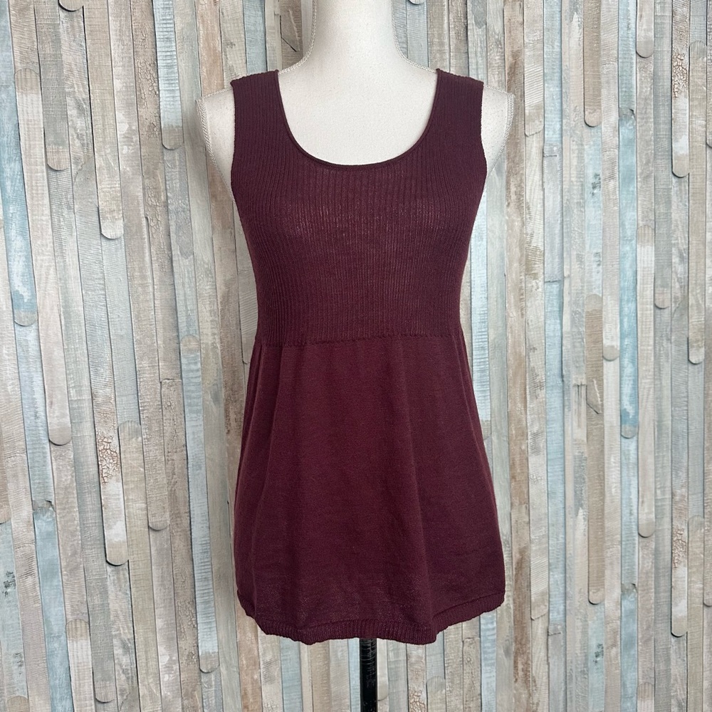 Eileen Fisher S Red 100% Wool‎ Knit Sleeveless Pullover Sweater Tank Top